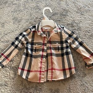 Classic Burberry Print Children 12M button down long sleeve shirt